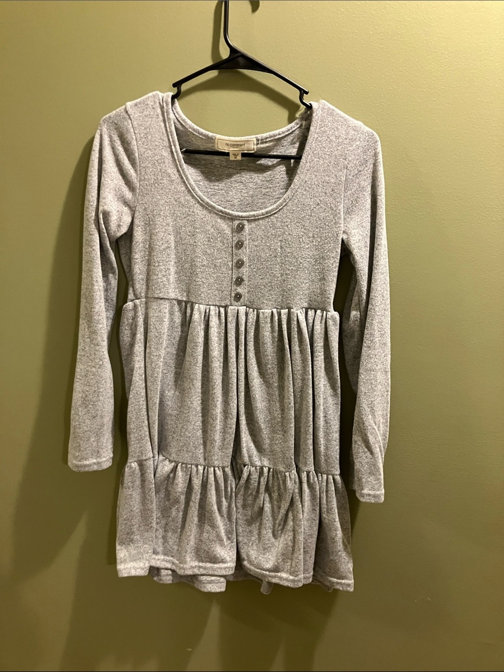 Girls' Long Sleeve Tiered Tunic Dress - Light Gray